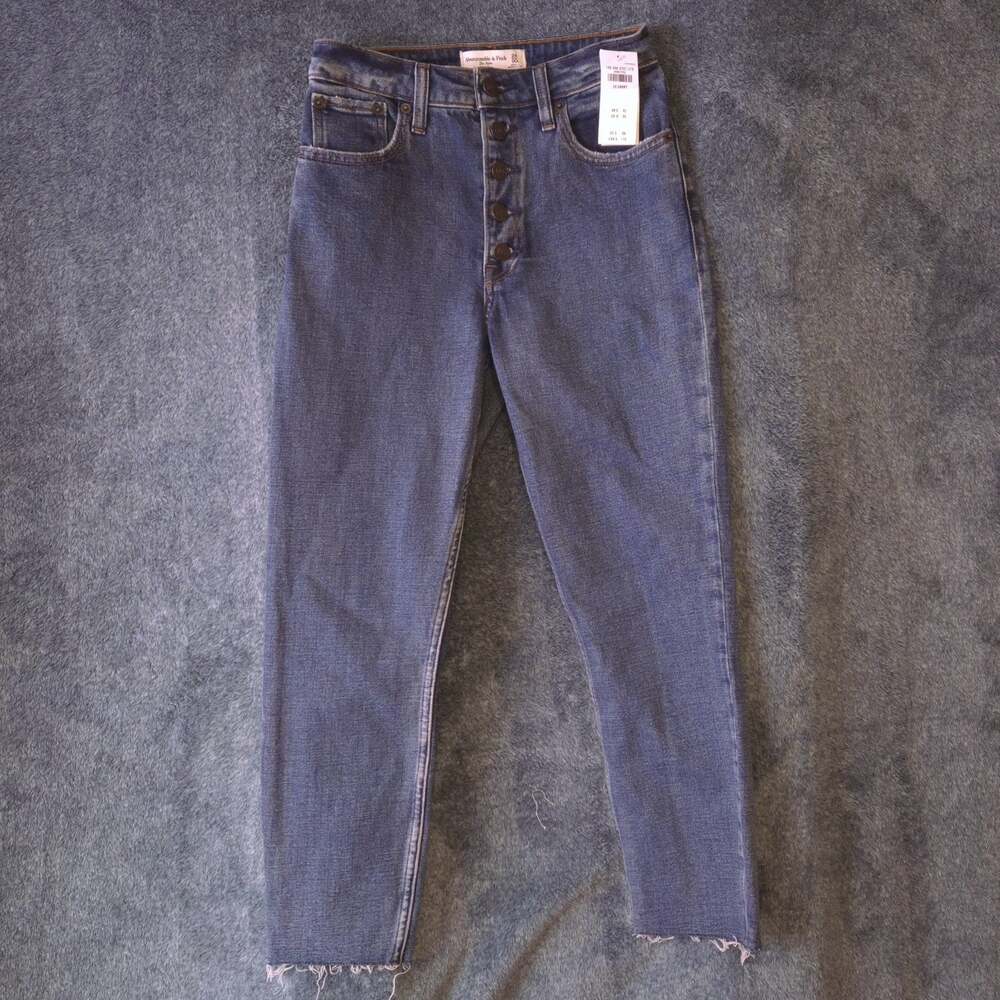 24 in Abercrombie & Fitch The Mom High Rise Curve Love Button Fly Jeans Blue